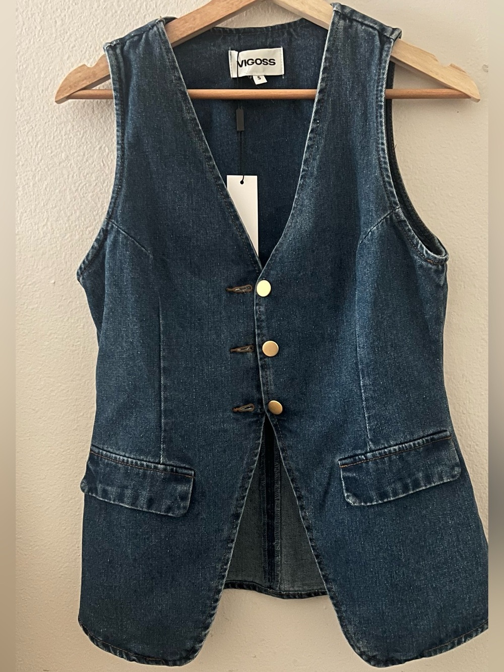 Vigoss Denim Button Front Vest Size Small